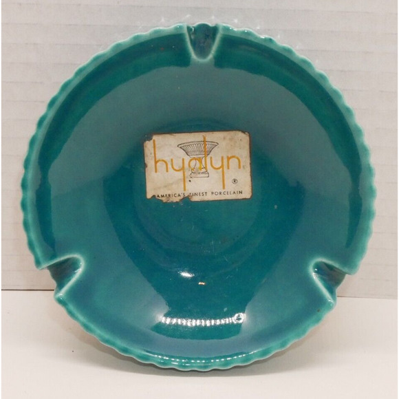 VTG MCM Hyalyn Pottery Ashtray Blue Porcelain Decor Western North Carolina 4" - Picture 1 of 10